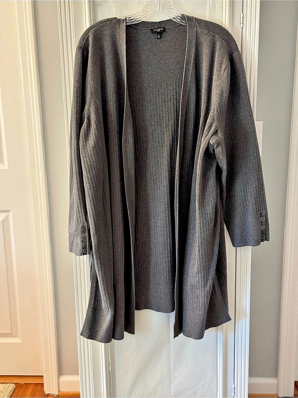 Talbots Gray Open Front Cable Knit Cardigan Size 3X